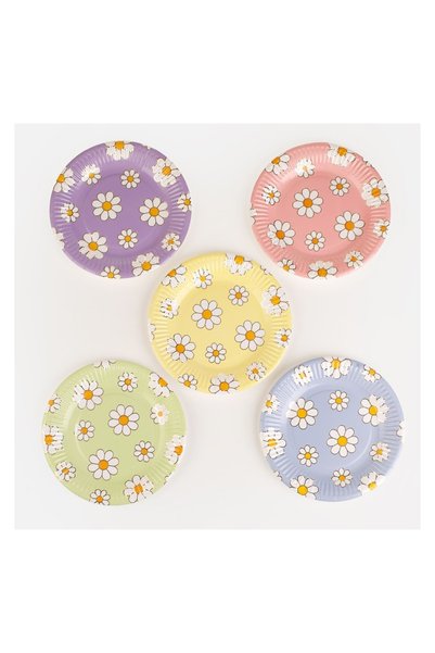 OEM Farfurii Party din Hârtie Colorate cu Margarete 23 cm – 25 buc. – Masă Fe...