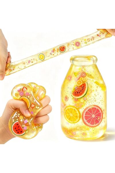 TERRIFI Squishy Bottle Toy, Slow Rising Fruit Bottle Fidget Toy, Soft Sensory...