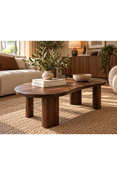 HYK %100 Doğal Masif Çam Orta Sehpa – 110 × 60 × 45 cm Açık Ceviz Koyu Ceviz ...
