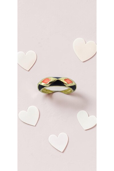 ahsenaksesuar2025 Baklava Patterned Black Yellow Enamel Pink Detailed Adjusta...