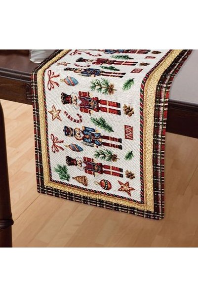 DD SHOP Napron de Craciun Tapestry Ecru cu Soldat de Alama 150x35cm - Naproan...