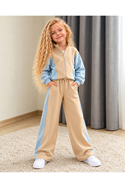 KOKOŞ BEBEK Girl's Washable Zippered 2-Piece Set Wide-Leg Pants - Age 4/12 - ...