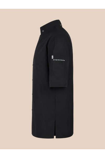 Signature Uniform Oversize Single Row Metal Snap Men's Chef Jacket - White / Black - Name Embroidery Gift