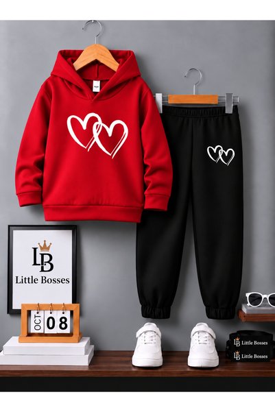 LB little bosses بدلة رياضية شتوية للأطفال للجنسين (قلب مزدوج)