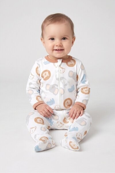 Baby Views Toddlers Boy 2pcs Allover Print Long Sleeve Coverall, Multicolor
