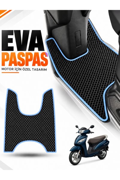 Guerrino HONDA ACTİVA-S 125 Uyumlu EVA Motosiklet Paspası Scooter Ayak Paspası Motora Özel Siyah-Turkuaz