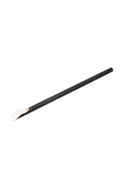 OEM BLACK PAPER STRAWS WITH SPOON BULK PACKED, 200X8 MM, 125 PCS/SET, 1 PCS/SET