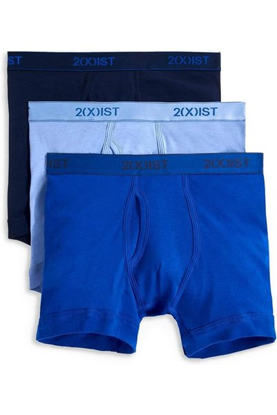 2(X)IST 2(X) IST Men's Essential Cotton Boxer Brief 3-Pack, New Purple/Heathe...