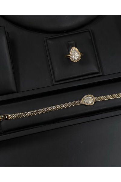Mara Luxury Gold Accessories Set with Pear Charm