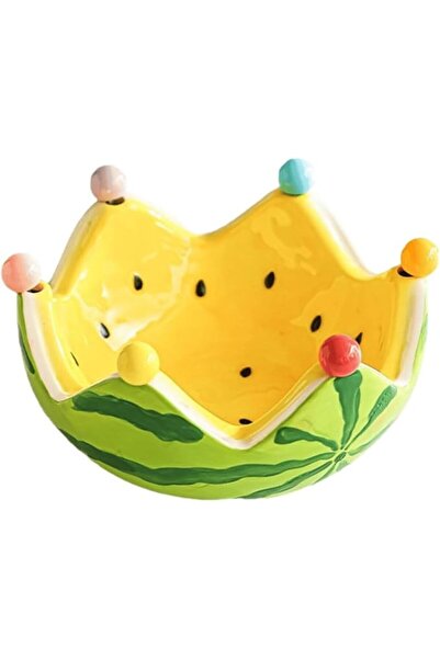 Tazweeq Watermelon Fruit Bowl, with 6 Stainless Steel Forks, Ceramic Serving ...
