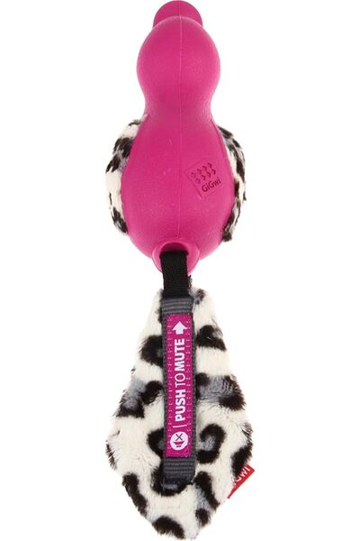 Gigwi Push To Mute Duck with Plush Tail Pink Dog toy -6214