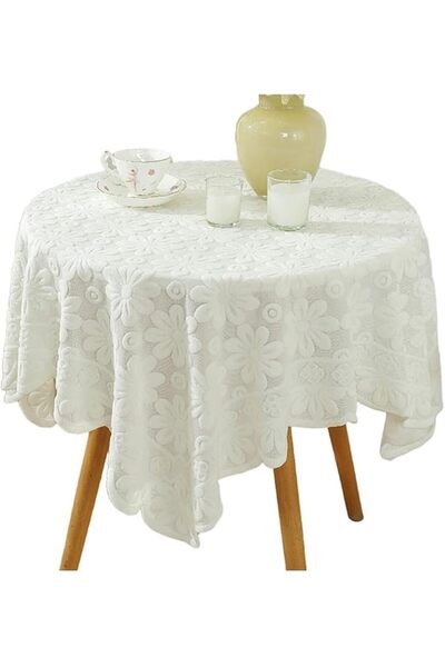 AZONEE Square Lace Table Cloth, White Vintage Crochet Doilies, 100x100cm Lace...