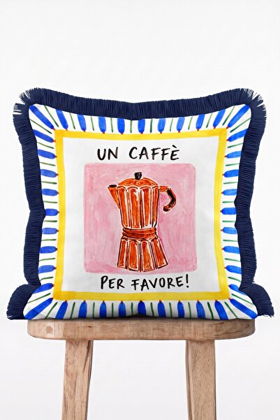 IdeCraft غطاء وسادة مزخرف بنمط القهوة من Un Caffè Per Favore Caffè Napoli مع ...