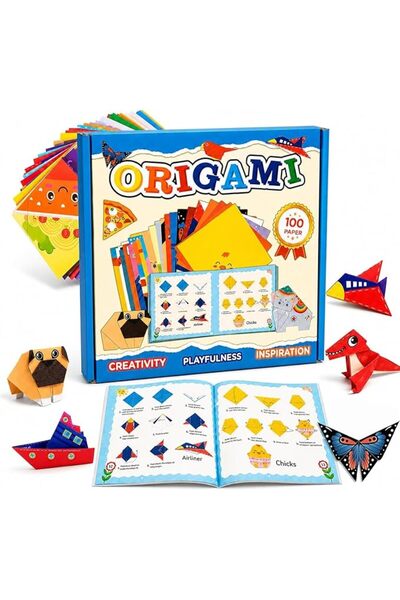 TERRIFI Origami Kit for Kids Ages 8-12, 100 Sheets Double Sided Colored Foldi...