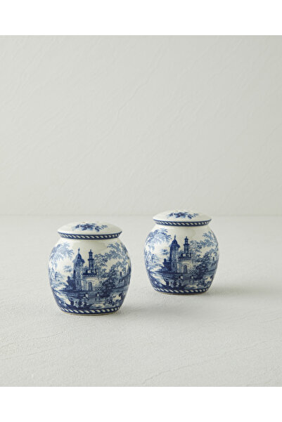English Home Preston Stoneware 2'li Tuzluk - Biberlik 13,5x7x7 cm Lacivert