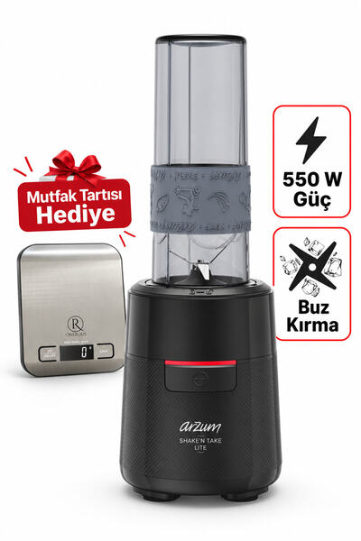 Shake'N Take Lite 550 W Güç Kişisel Blender Siyah AR1191 Mutfak Tartısı Hediye (Onerous)