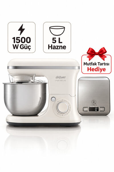 Arzum Crust Mix Lite 1500 W Güç Mikser & Mikser Seti Beyaz AR1189 Mutfak Tartısı Hediye (Onerous)