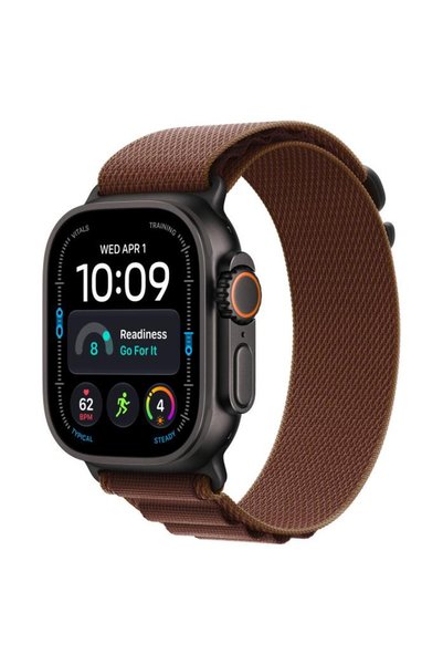 Apple Watch Ultra 4 GPS + Cellular, 49mm Titan Negru, Curea Alpine Loop Burgu...