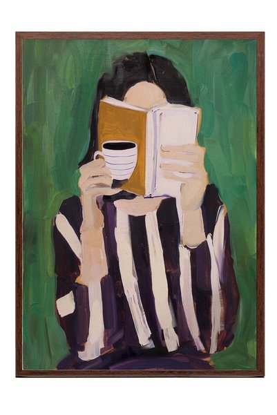 Postifull Kitap Okuyan Kadın Poster – Kahverengi Çerçeveli Tablo NO:160171