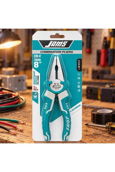 Jams Combination Pliers 8 Inch CR-V Steel 200mm with Wire Cutter and Comfort Grip Handle