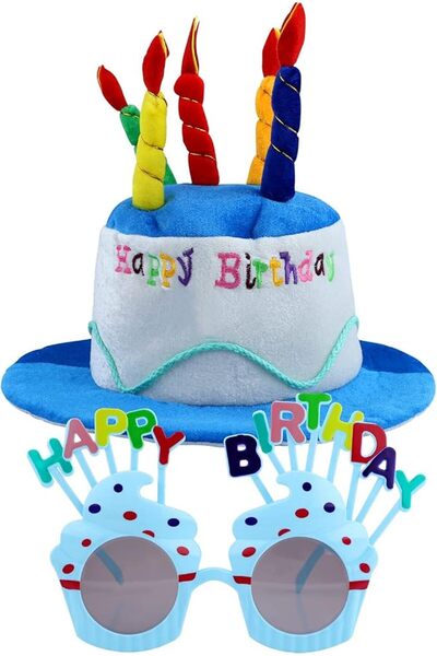 MAKINGTEC Happy Birthday Cake Hat with Glasses for Girls & Adults Party Decor...