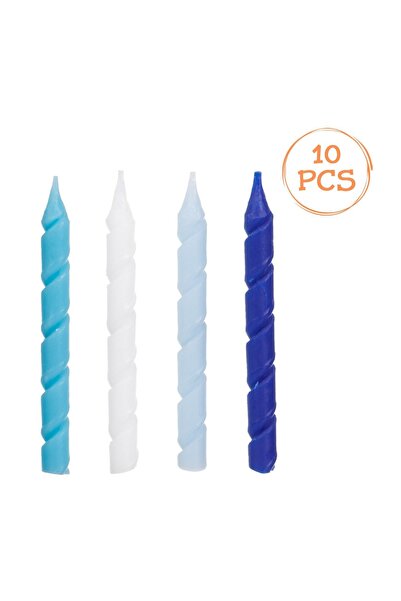 OEM Set Lumânări Aniversare Spiralate Albe & Nuante de Bleu 8 cm - 10 cm – Se...
