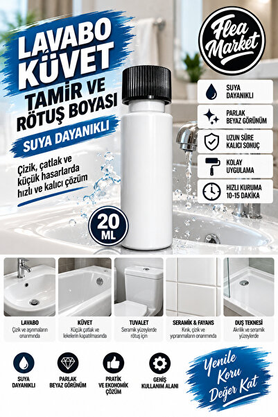 Flea Market Lavabo & Küvet & Banyo için BEYAZ Çok amaçlı Akrilik Rötuş Boyası...