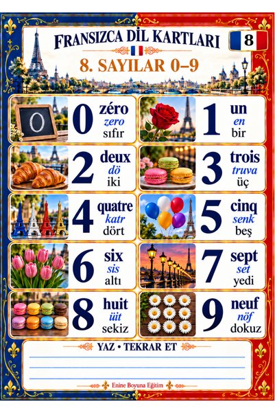 Enine Boyuna Eğitim French Language Cards with Chain