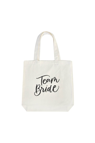 OEM Sacoșă Textilă Albă Team Bride cu Imprimeu Negru, Accesoriu pentru Mireasă