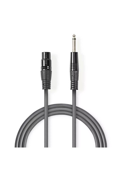 Nedis Cablu stereo XLR 3 pini mama - JACK 6.35 mm tata 10m gri