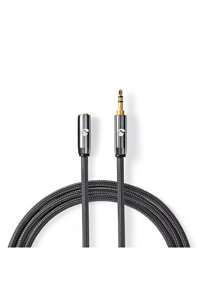 Nedis Cablu audio Jack stereo 3.5 mm tata - 3.5 mm mama 2m gri metal