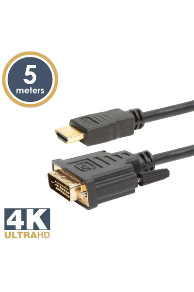 DELIGHT Cablu 24+1 DVI-D la HDMI 5m v2.0 10.2Gbps aurit