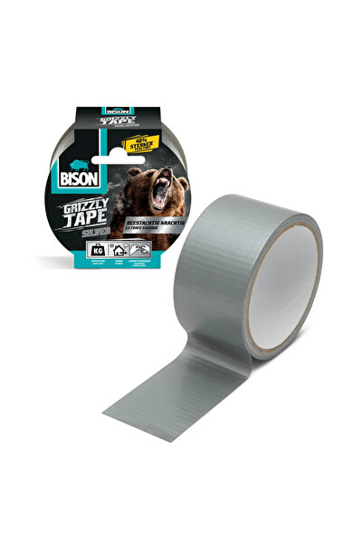 Bison Banda adeziva intarita cu material Grizzly Super Strong gri 10m