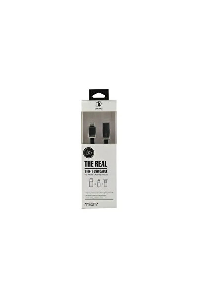 Dux Ducis Cablu USB My-Magic 2 în 1 Micro USB sau Lightning negru, plat, 1 m