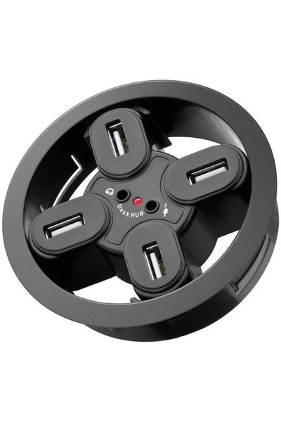 goobay Hub USB 2.0 4 porturi +iesiri audio montabil in birou