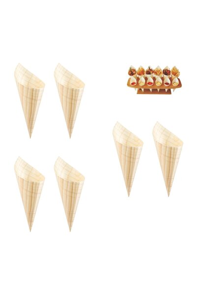 OEM Set 6 Conuri din Lemn 18cm – Servire Aperitive, Gustări și Deserturi la E...