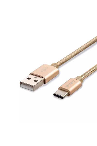 V-TAC Cablu USB TYPE C 1m auriu 2.4A PLATINUM EDITION SKU-8493