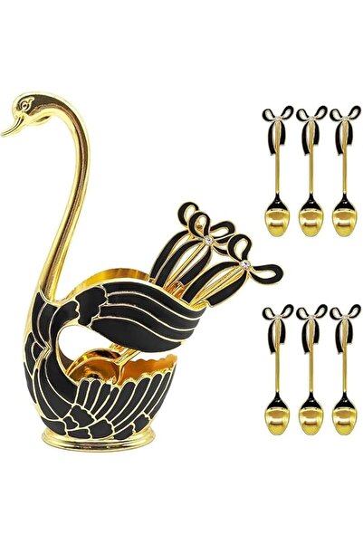 Yelajoy 6 PCS Coffee Spoon Set, Swan Base Holder with Dessert Stirring Spoons...