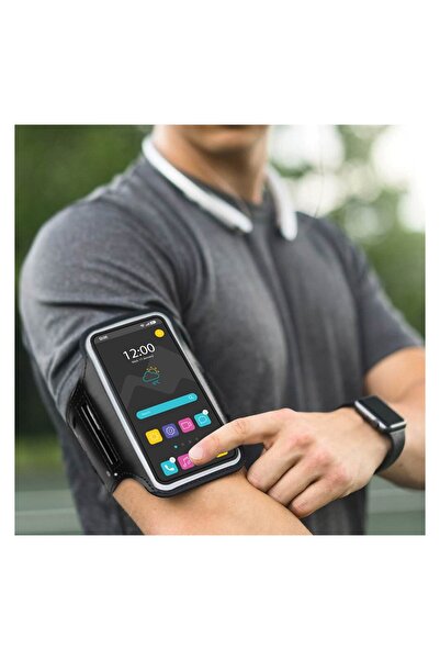 OEM Husă Sport pentru Telefon pe Braț, Neagră 8,2x15,6 cm, Neopren cu Scai – ...