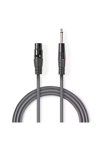 Nedis Cablu stereo XLR 3 pini mama - JACK 6.5 mm tata 1.5m gri