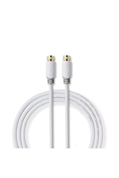 Nedis Cablu coaxial F tata - F tata 2m alb cupru dublu izolat