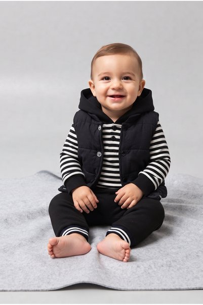 OPI KIDS Çizgili Yelekli 3'lü Bebek Takımı