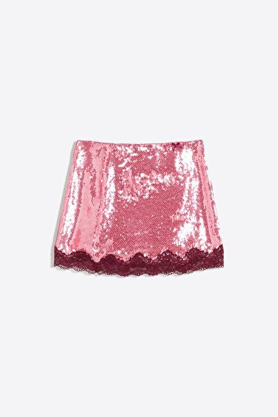 Bershka Pullu dantel mini etek