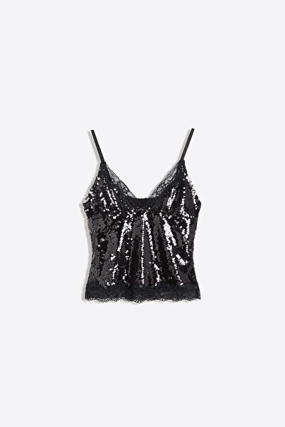 Bershka Dantelli, pullu, ince askılı top