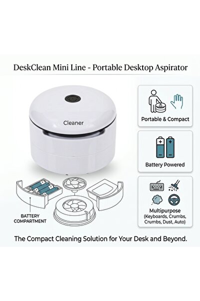 HYVESTO Mini Aspirator de Birou Portabil DeskClean Mini Line (Alb), Compact, ...