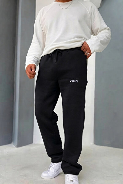 VOID Printed 3-Thread Threaded Winter Sweatpants Loose Fit