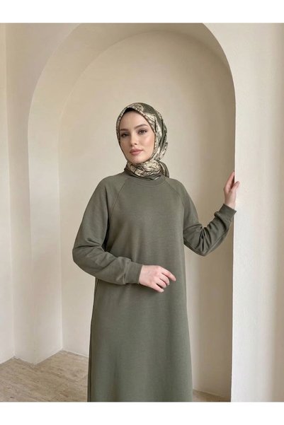 Lunsera Store فستان أويشو بأكمام راجلان - كاكي