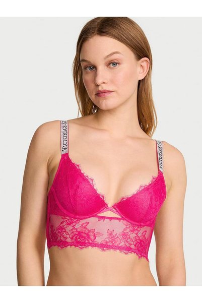 Victoria's Secret Işıltılı Logo Askılı Dantelli Uzun Kesim Demi Sütyen