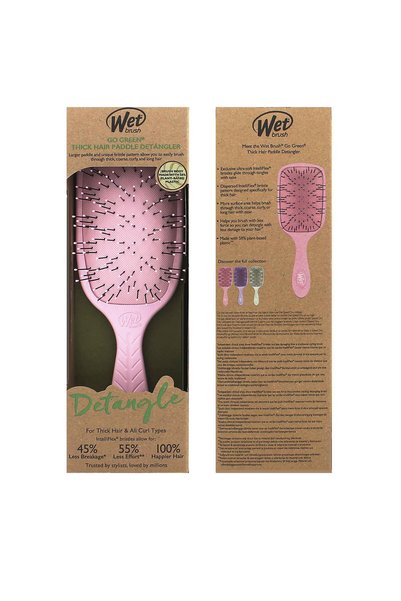 Wet Brush Go Green Perie de păr tip paletă, groasă, pentru descurcare, roz