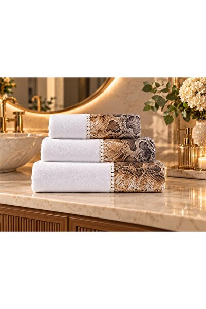 Finezza Poli̇na 100% Cotton White Towel Set 3 Pieces - Python 1617